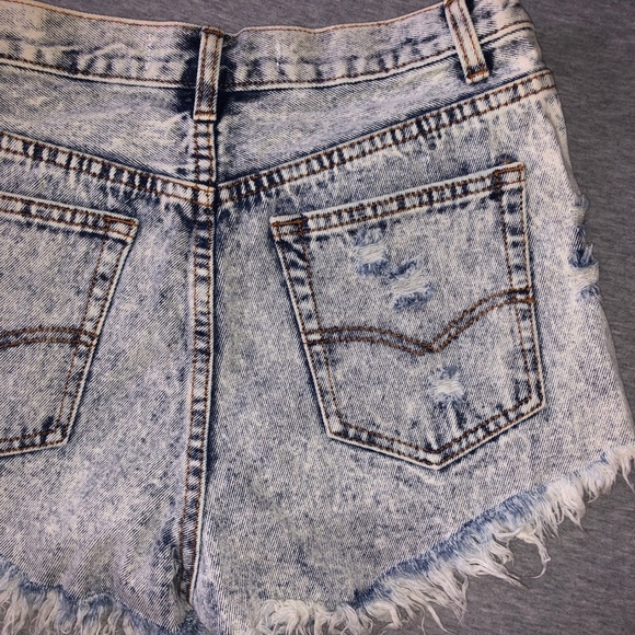 Distressed Frayed Acid Wash Jean Shorts | Size S/M - Picture 8 of 8
